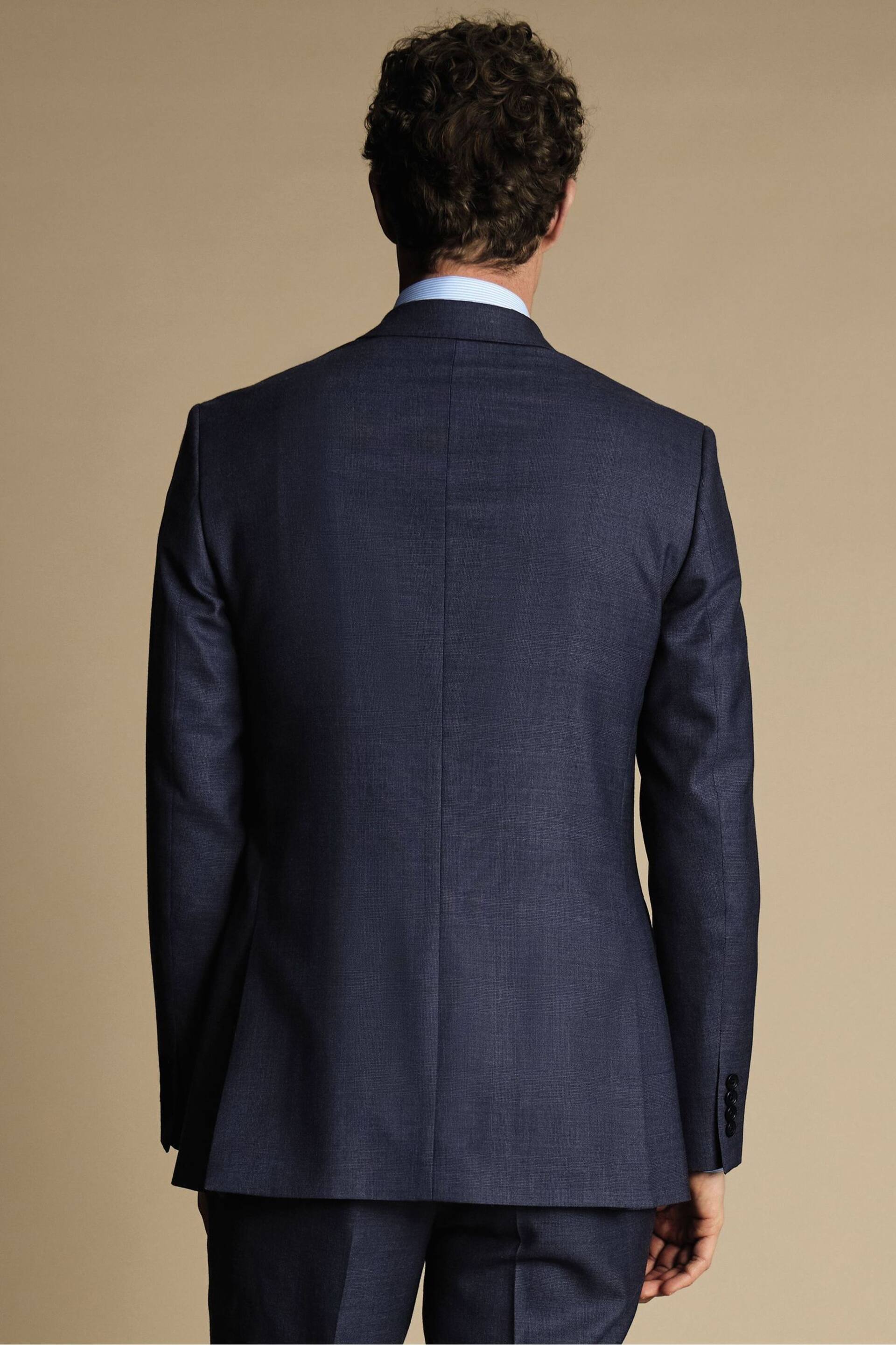 Charles Tyrwhitt Blue Slim-Fit Heather Prince of Wales Suit Jacket - Image 2 of 5