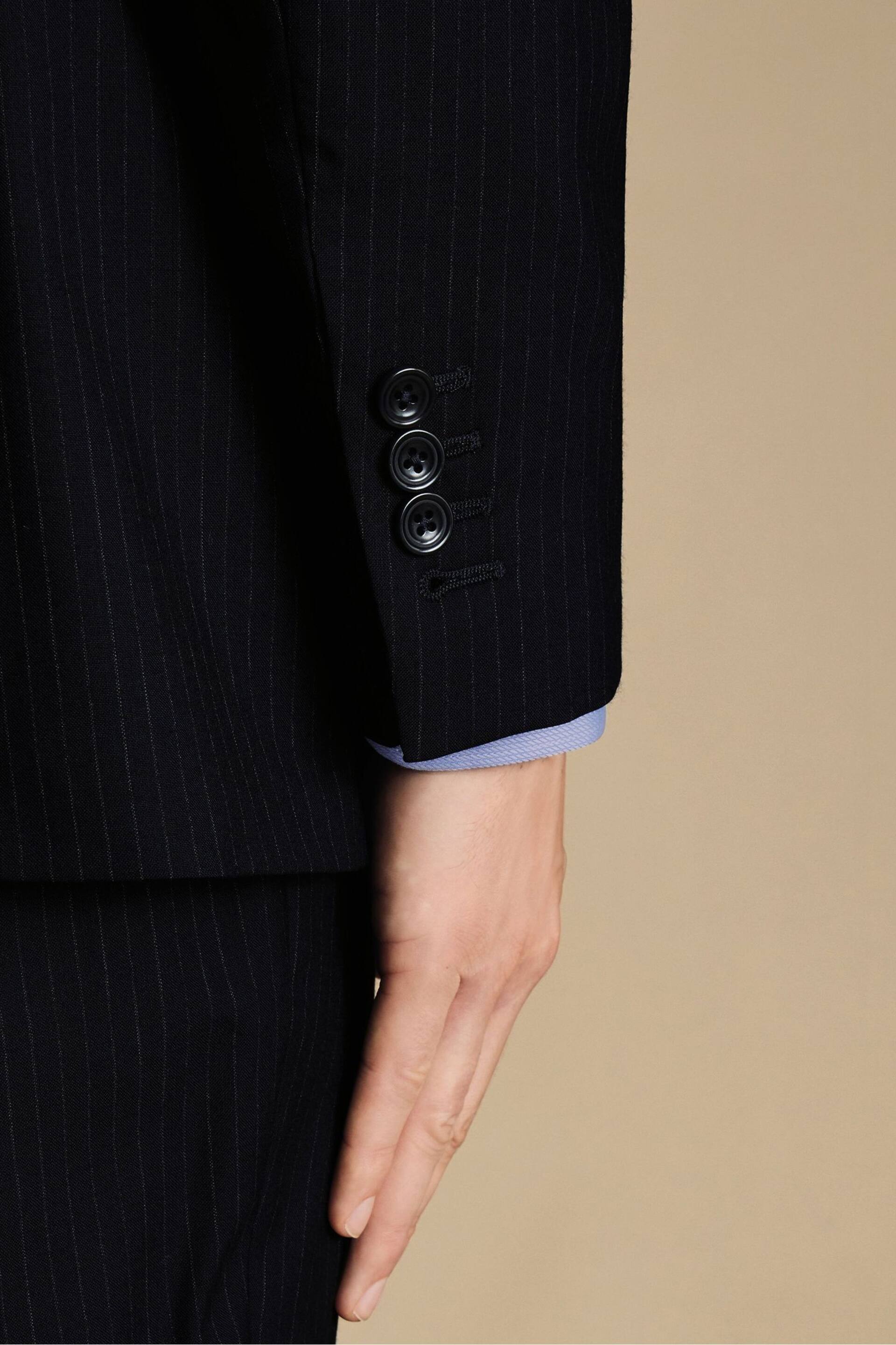Charles Tyrwhitt Blue Slim Fit Stripe Ultimate Performance Suit: Jacket - Image 4 of 5