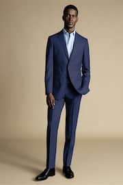 Charles Tyrwhitt Blue Slim Fit Sharkskin Ultimate Performance Suit: Jacket - Image 1 of 4