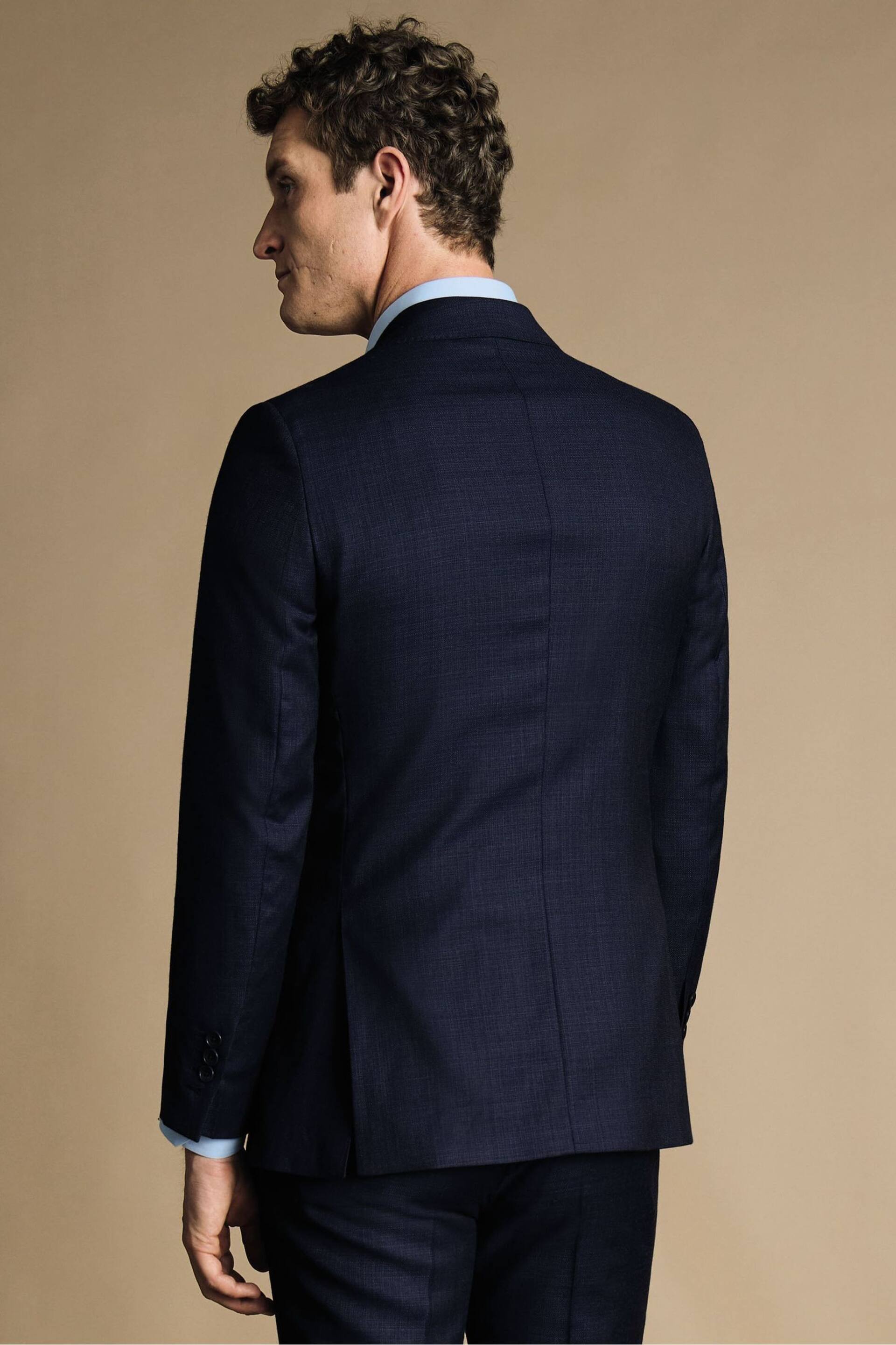 Charles Tyrwhitt Navy Blue Slim Fit Italian Luxury Suit: Jacket - Image 2 of 5