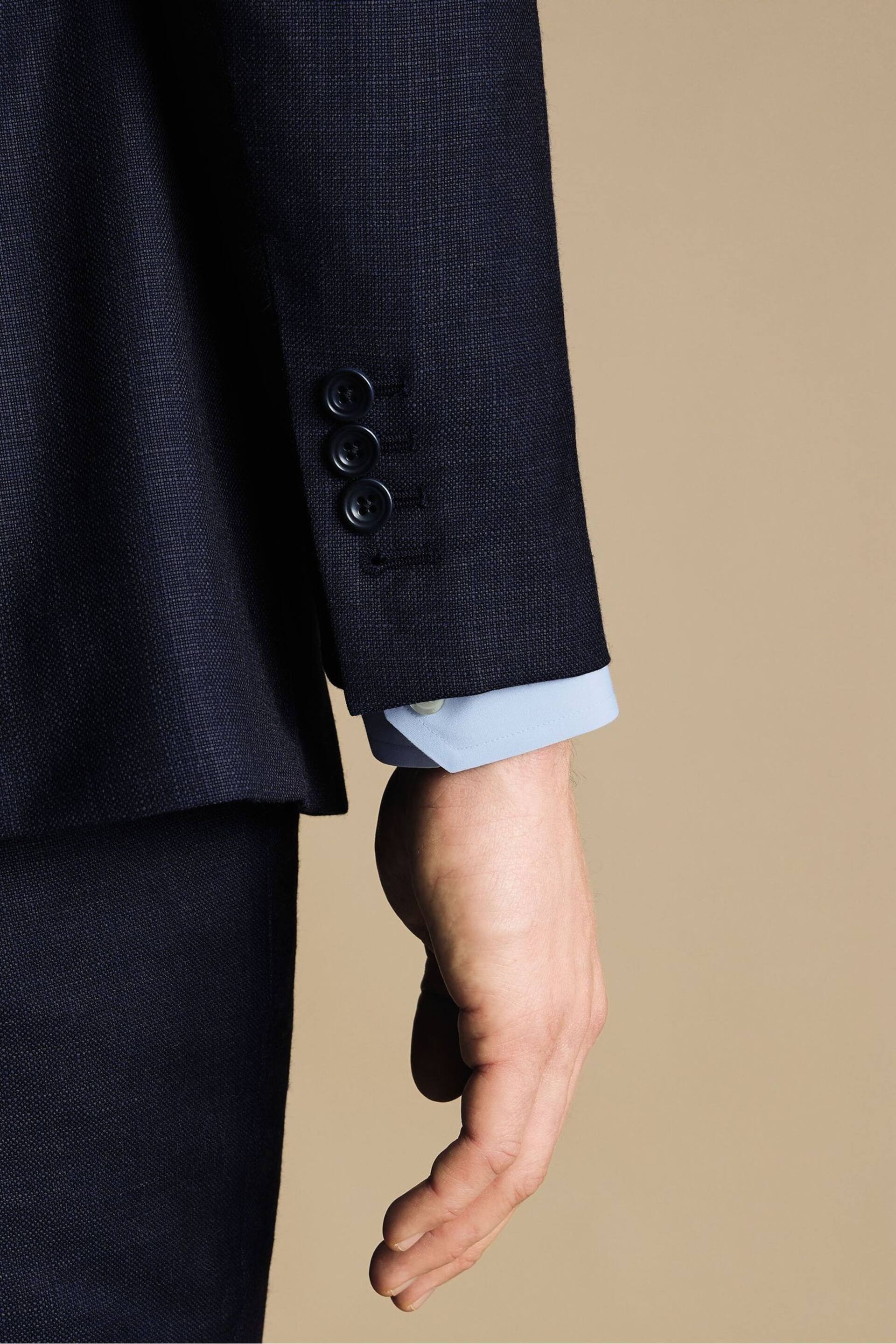 Charles Tyrwhitt Navy Blue Slim Fit Italian Luxury Suit: Jacket - Image 4 of 5