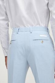 Light Blue Skinny Fit Pipe Trimmed Suit: Trousers - Image 5 of 10