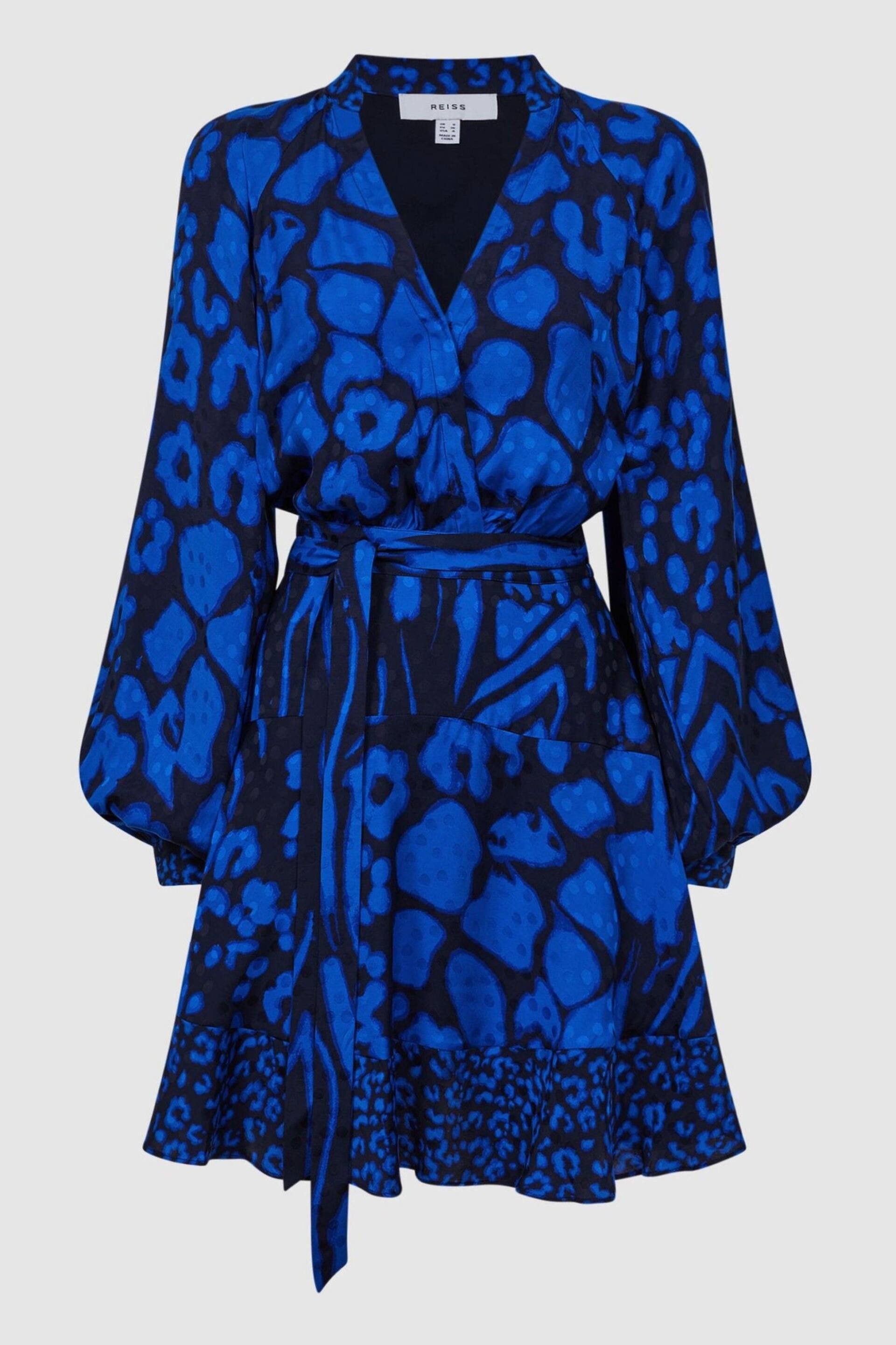 Reiss Blue/Navy Kerri Printed Blouson Sleeve Dress - Image 2 of 5