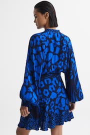 Reiss Blue/Navy Kerri Printed Blouson Sleeve Dress - Image 4 of 5