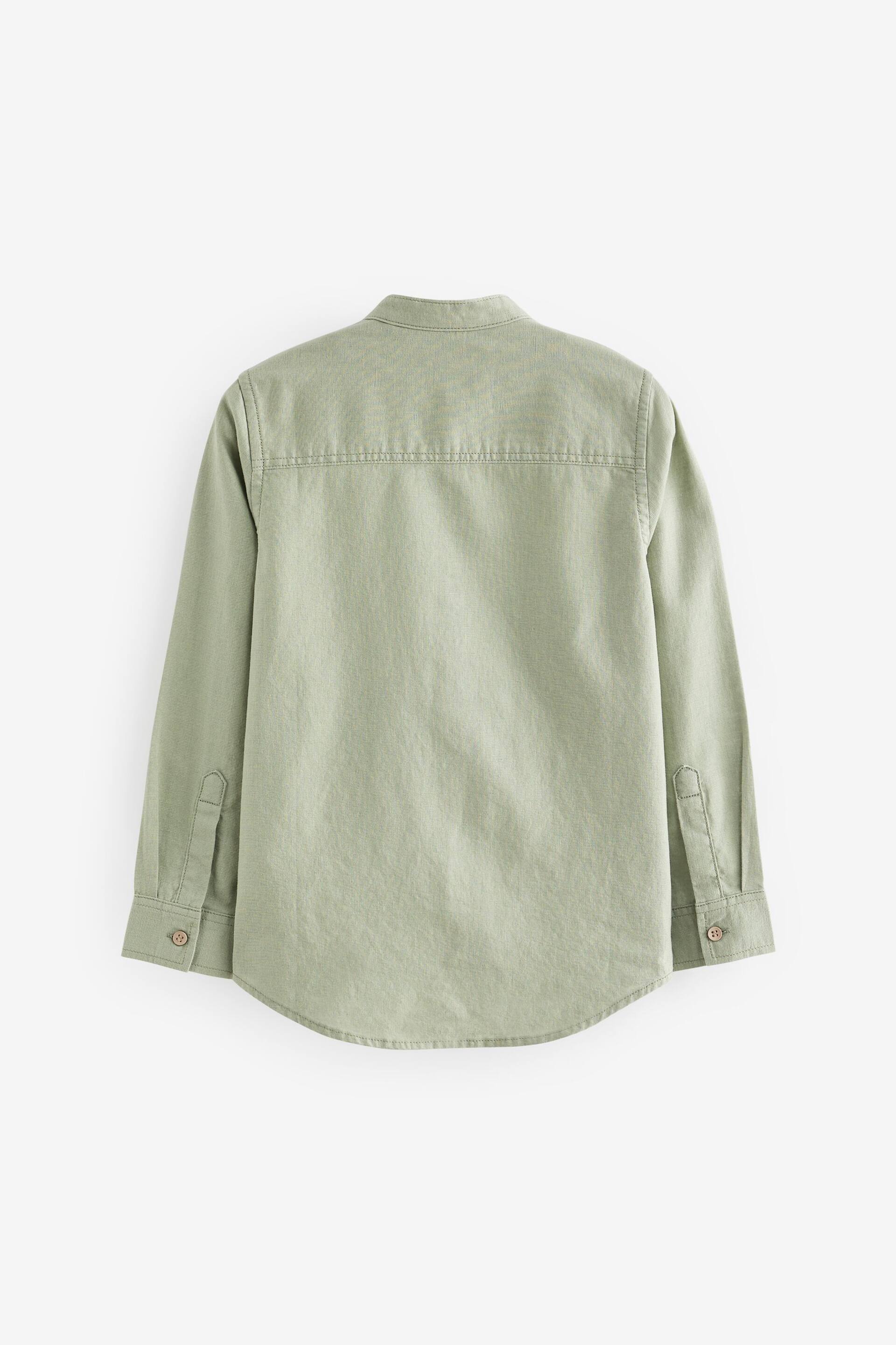 Green Grandad Collar Long Sleeve Shirt (3-16yrs) - Image 2 of 3