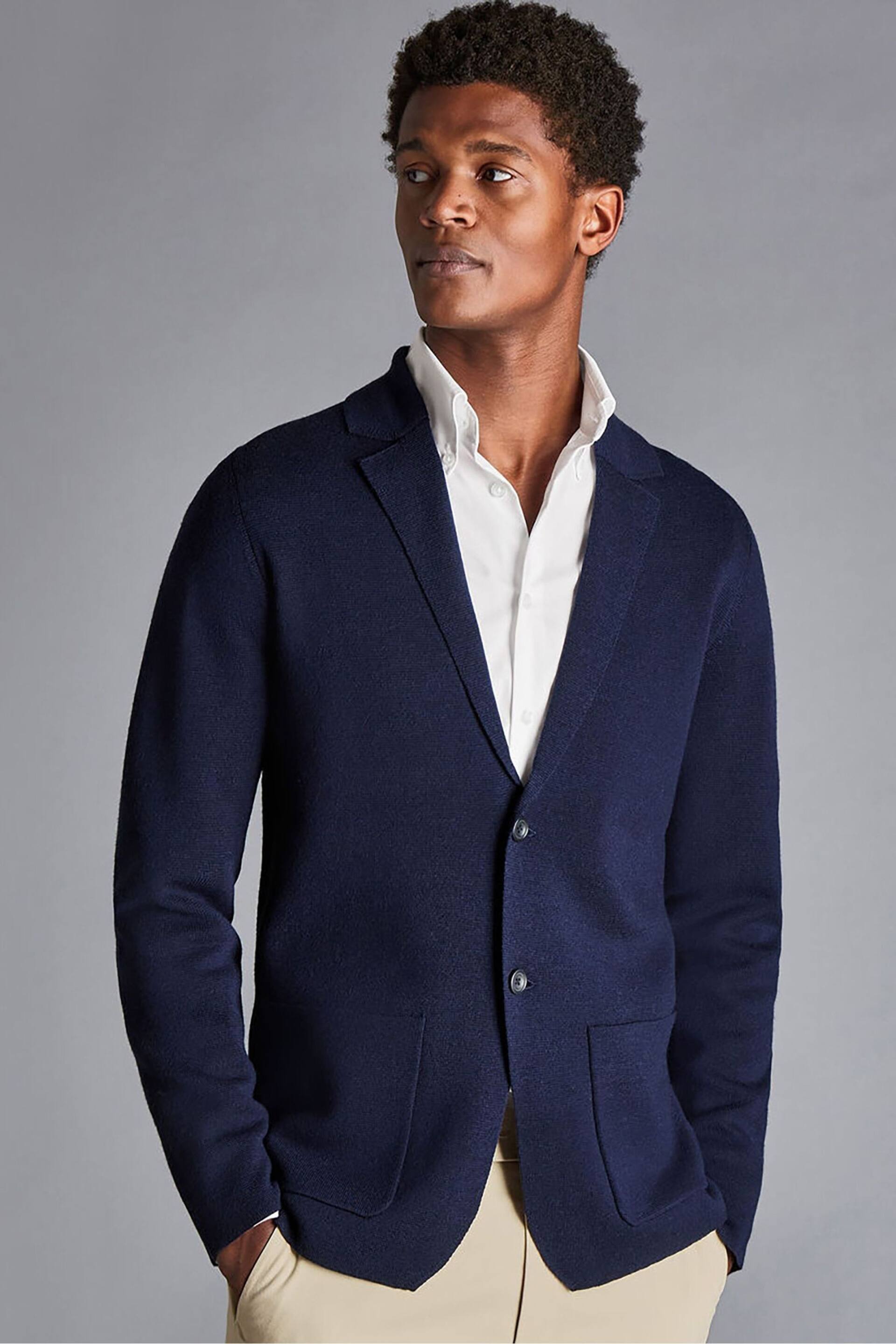 Charles Tyrwhitt Blue Pure Merino Sb Button Blazer - Image 1 of 6