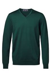 Charles Tyrwhitt Green Pure Merino V-Neck Jumper - Image 3 of 5