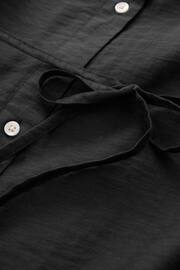 Black TENCEL™ Blend Belted Shirt Dress with Linen - Image 5 of 8