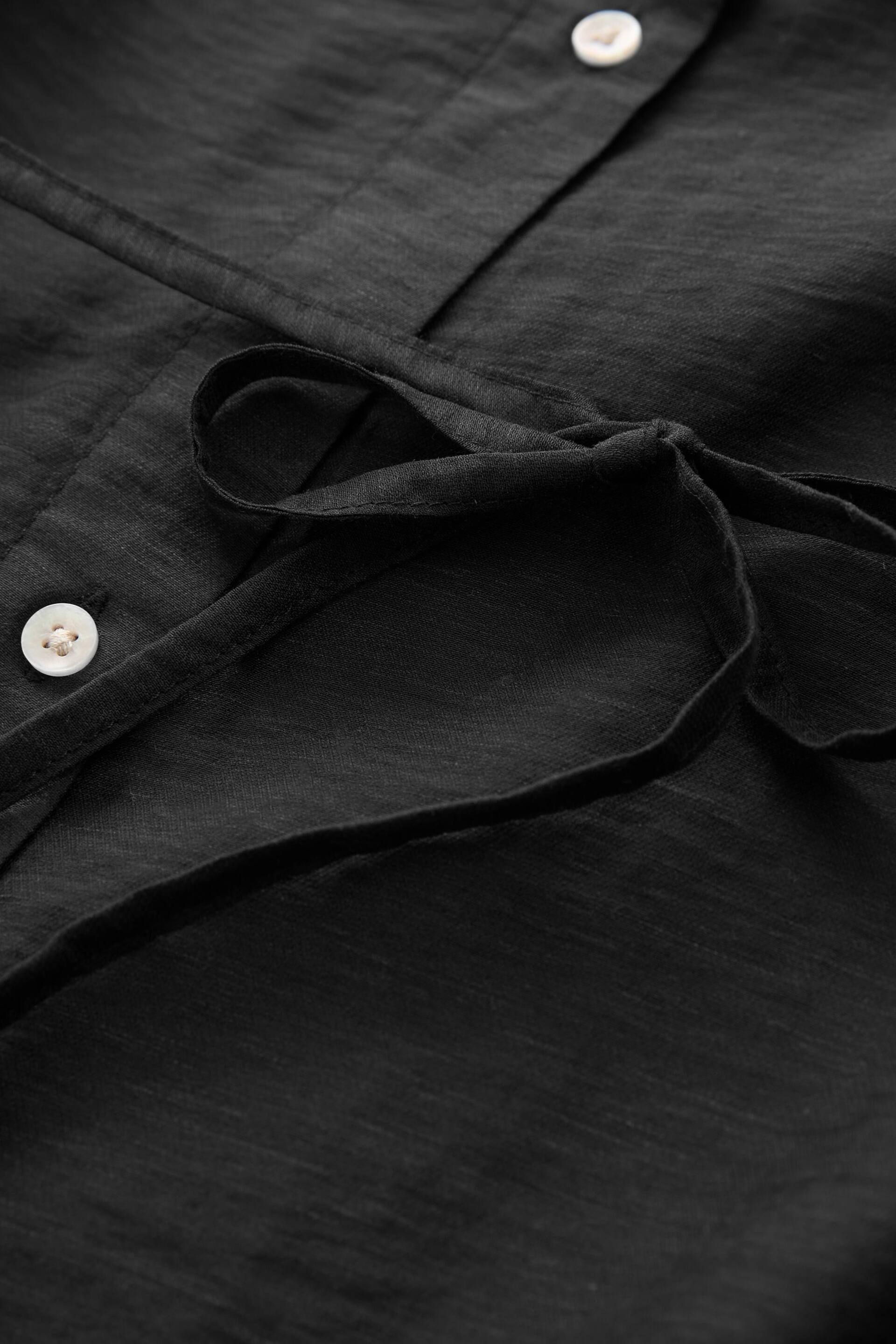 Black TENCEL™ Blend Belted Shirt Dress with Linen - Image 5 of 8