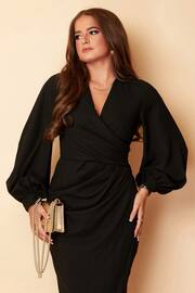 Girl In Mind Black Elsa Long Sleeve Wrap Asymmetric Dress - Image 4 of 4