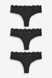Black Thong Lace Top Rib Knickers 3 Pack - Image 6 of 8