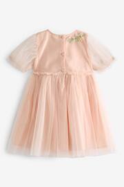 Pink Embroidered Mesh Party Dress (3mths-10yrs) - Image 7 of 8