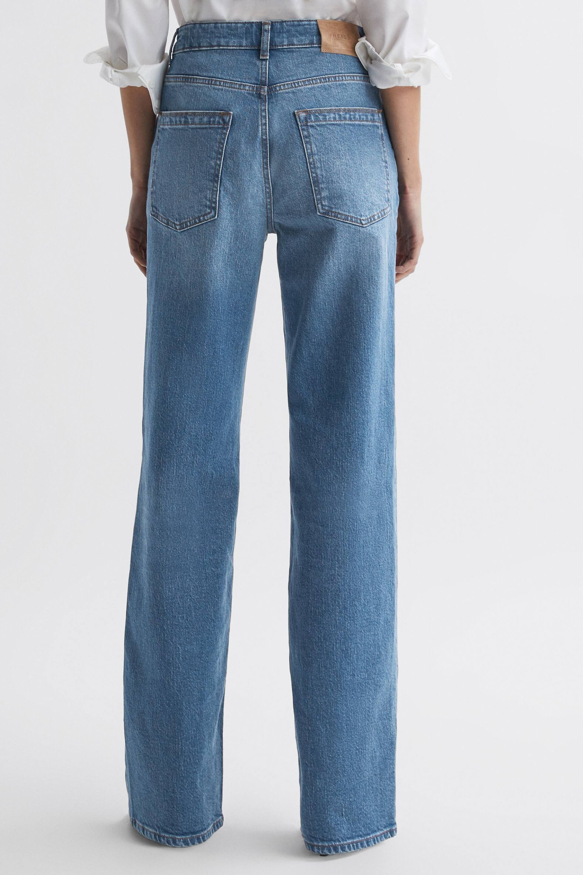 Reiss Mid Blue Marion Mid Rise Wide Leg Jeans - Image 4 of 4