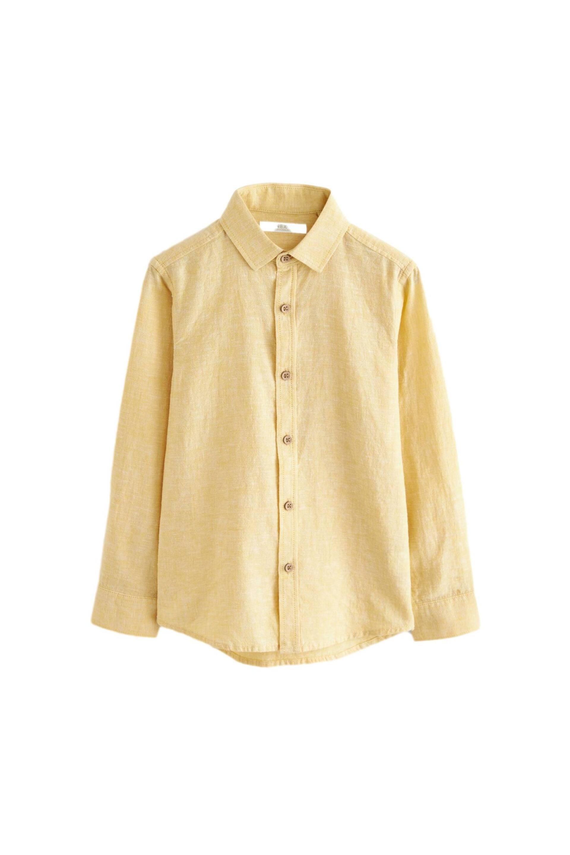 Yellow Lemon Long Sleeve Linen Blend Shirt (3-16yrs) - Image 4 of 4