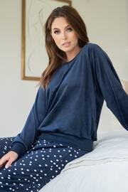 Pour Moi Blue Cosy Fleece Sweatshirt and Jogger Pyjama Set - Image 3 of 4