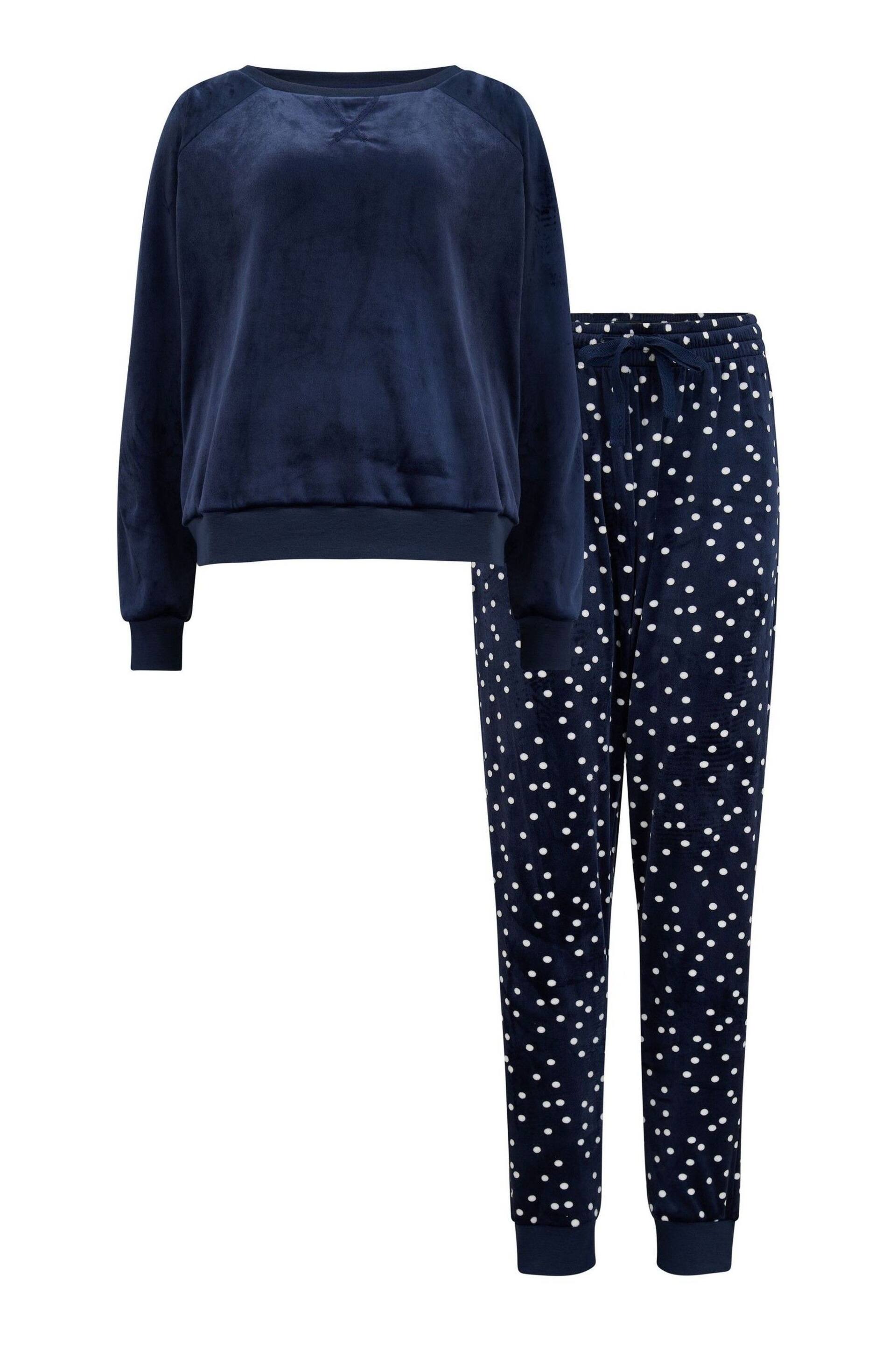 Pour Moi Blue Cosy Fleece Sweatshirt and Jogger Pyjama Set - Image 4 of 4