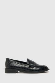 Schuh Lexa Croc-Effect Black Loafers - Image 1 of 4