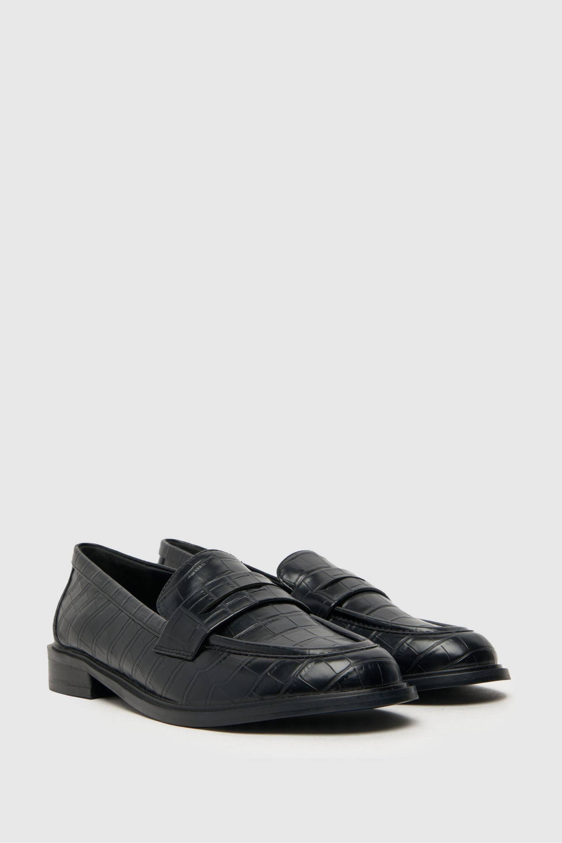 Schuh Lexa Croc-Effect Black Loafers - Image 2 of 4