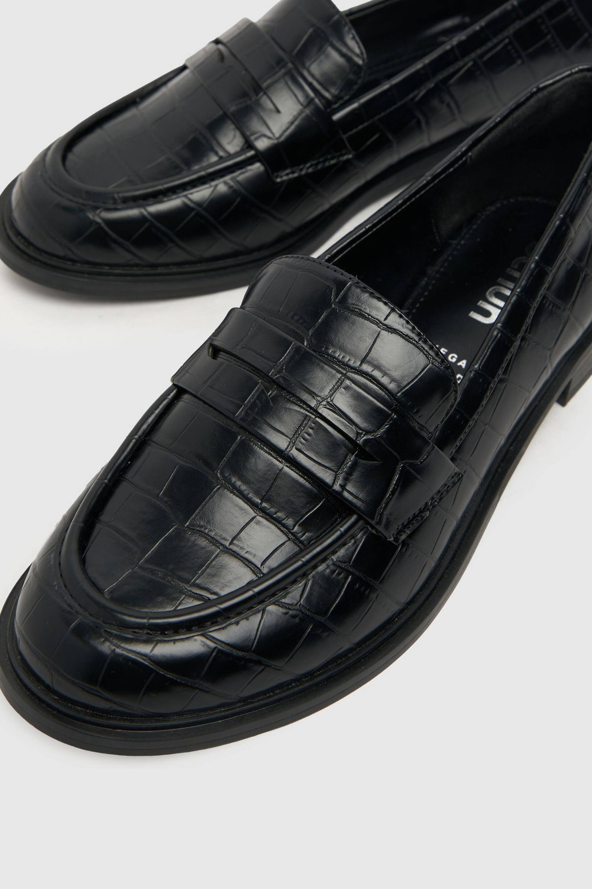 Schuh Lexa Croc-Effect Black Loafers - Image 3 of 4