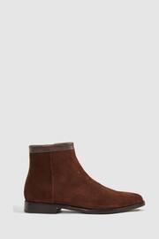 Reiss Brown Clay Suede Zip-Through Boots - Image 1 of 5