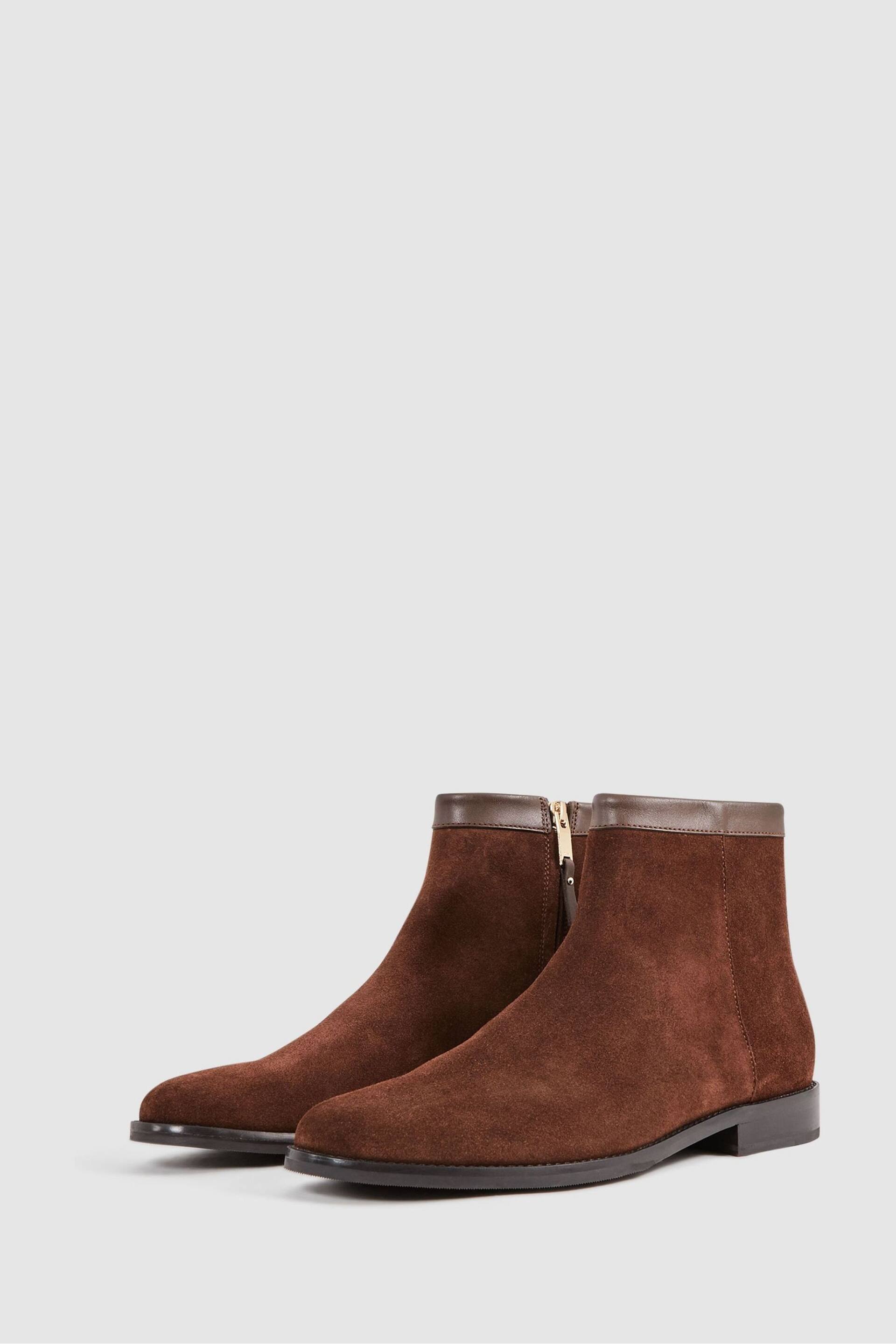 Reiss Brown Clay Suede Zip-Through Boots - Image 3 of 5
