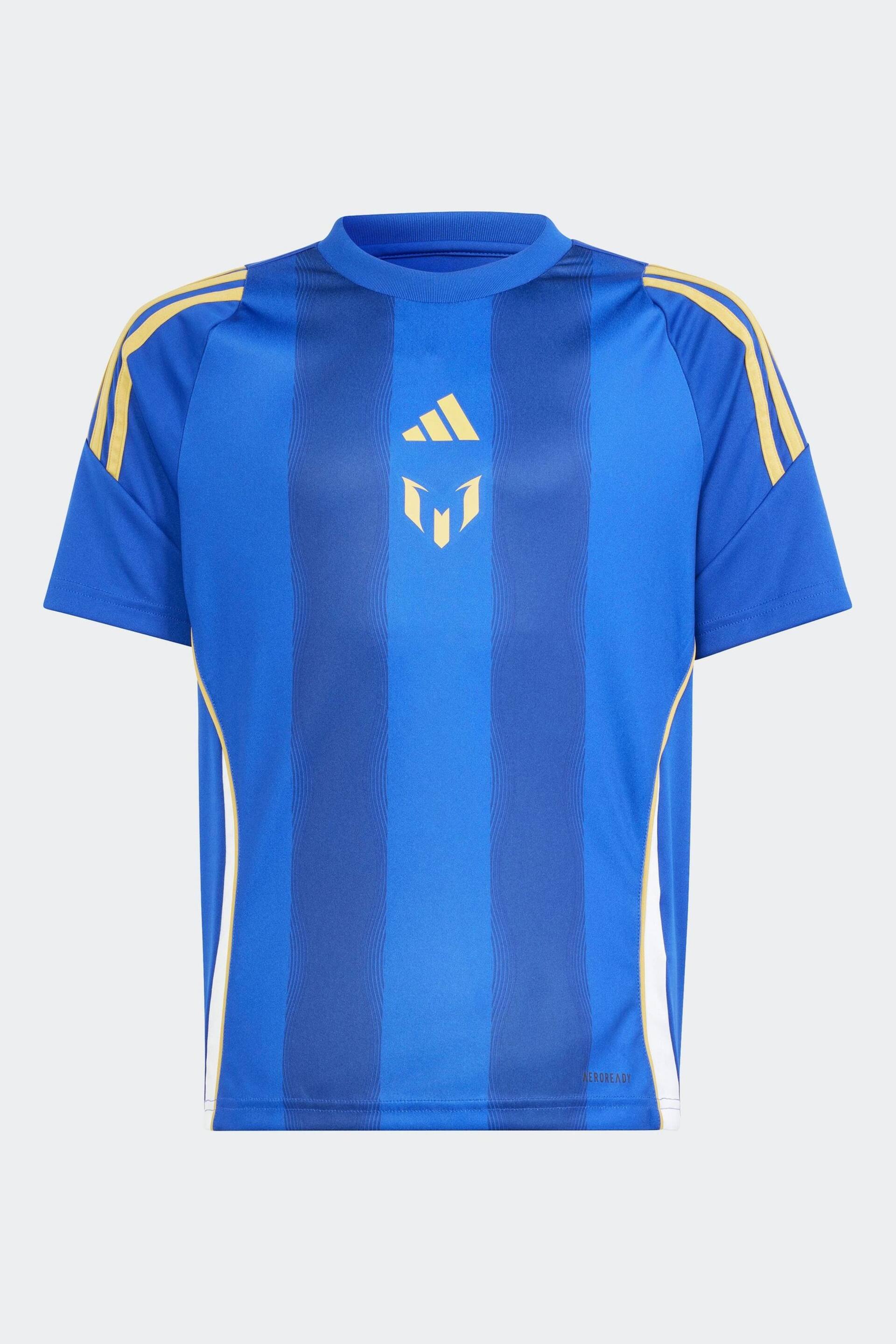 adidas Blue/White Pitch 2 Street Messi Training Jersey T-Shirt - Image 1 of 5