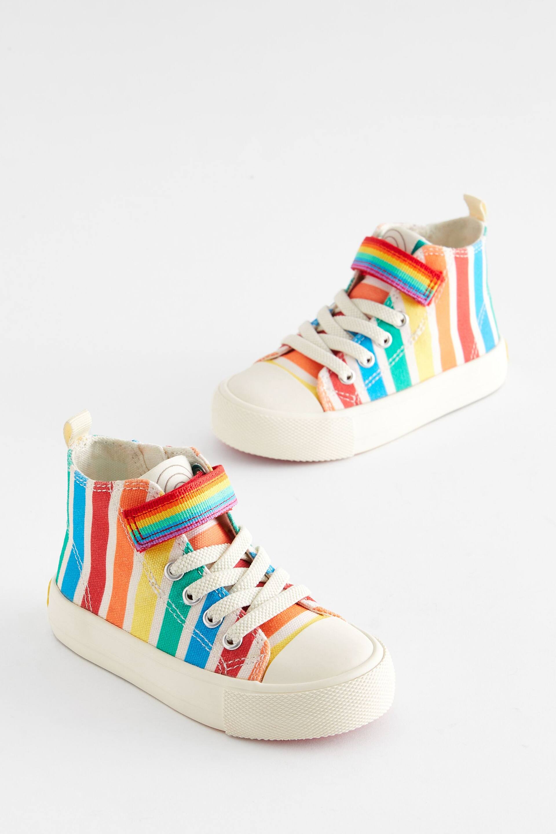 Little Bird by Jools Oliver Multi Rainbow Stripe Canvas Trainers - Image 1 of 6