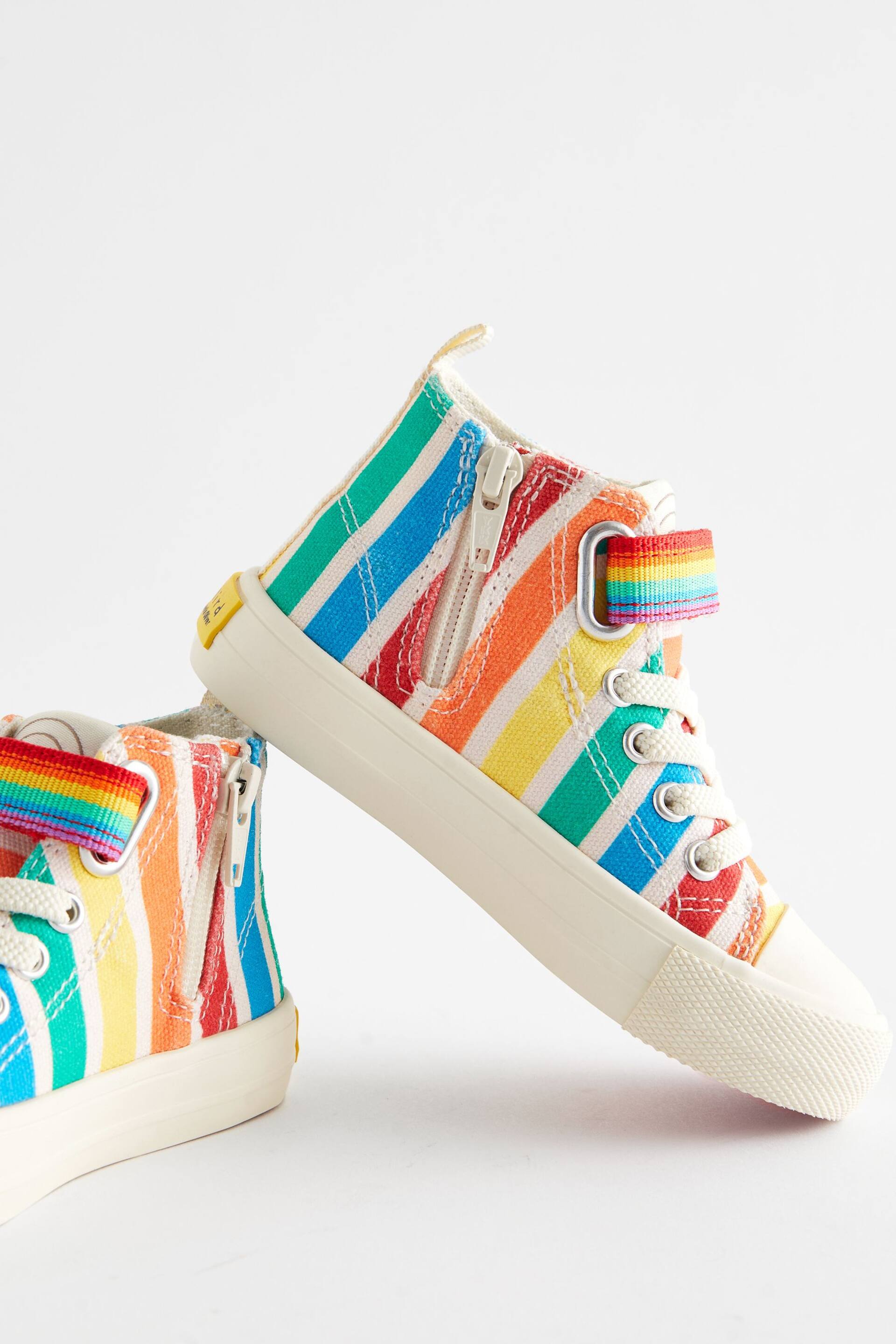 Little Bird by Jools Oliver Multi Rainbow Stripe Canvas Trainers - Image 3 of 6