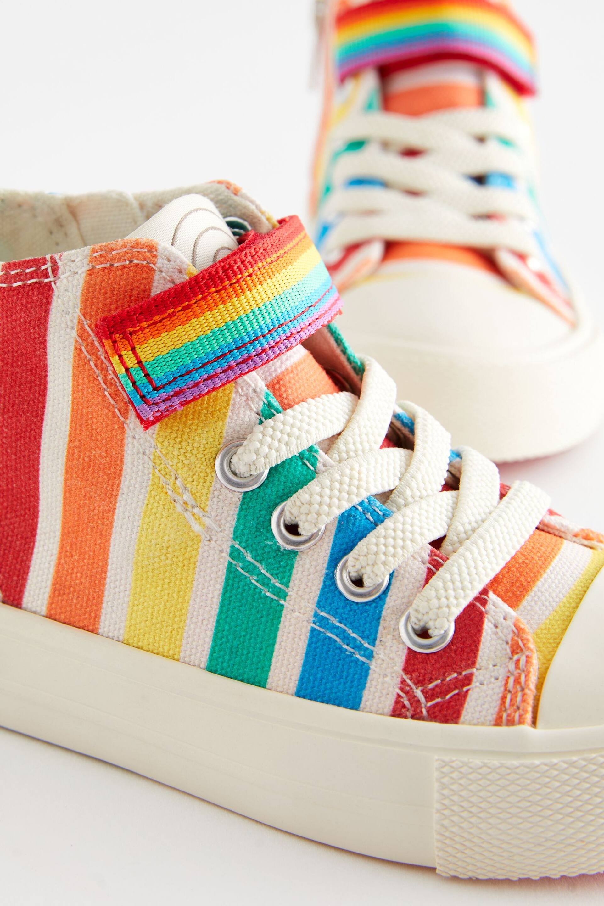 Little Bird by Jools Oliver Multi Rainbow Stripe Canvas Trainers - Image 5 of 6