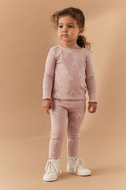 Pink Ditsy Floral Cotton Rich Long Sleeve Rib T-Shirt (3mths-7yrs) - Image 2 of 8