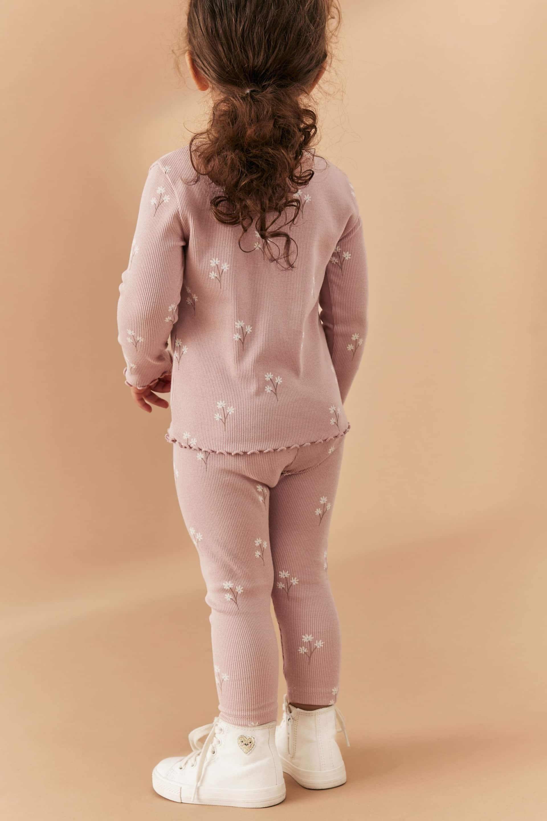 Pink Ditsy Floral Cotton Rich Long Sleeve Rib T-Shirt (3mths-7yrs) - Image 3 of 8