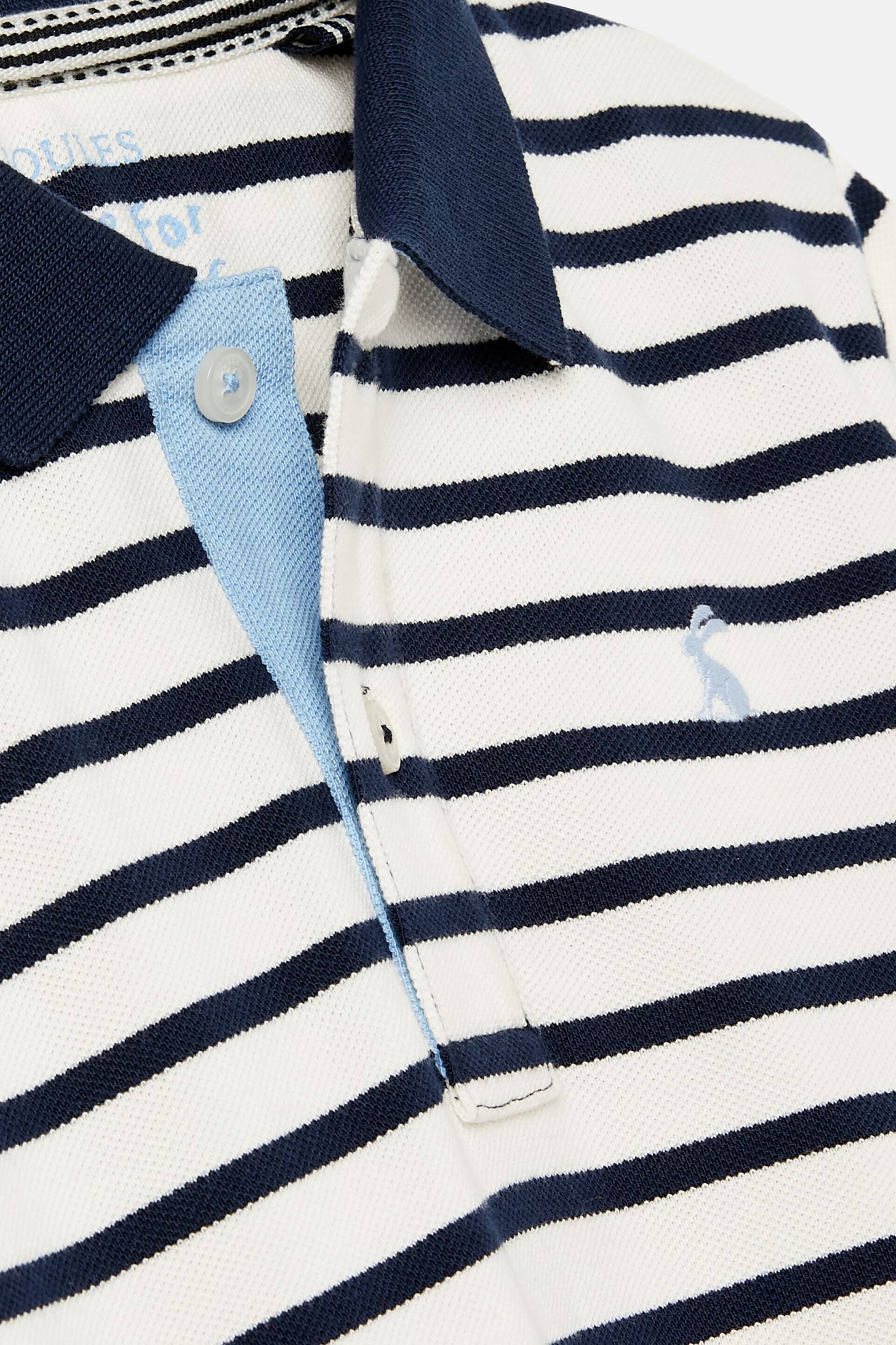 Joules Filbert Navy Blue Striped Pique Cotton Polo Shirt - Image 5 of 5