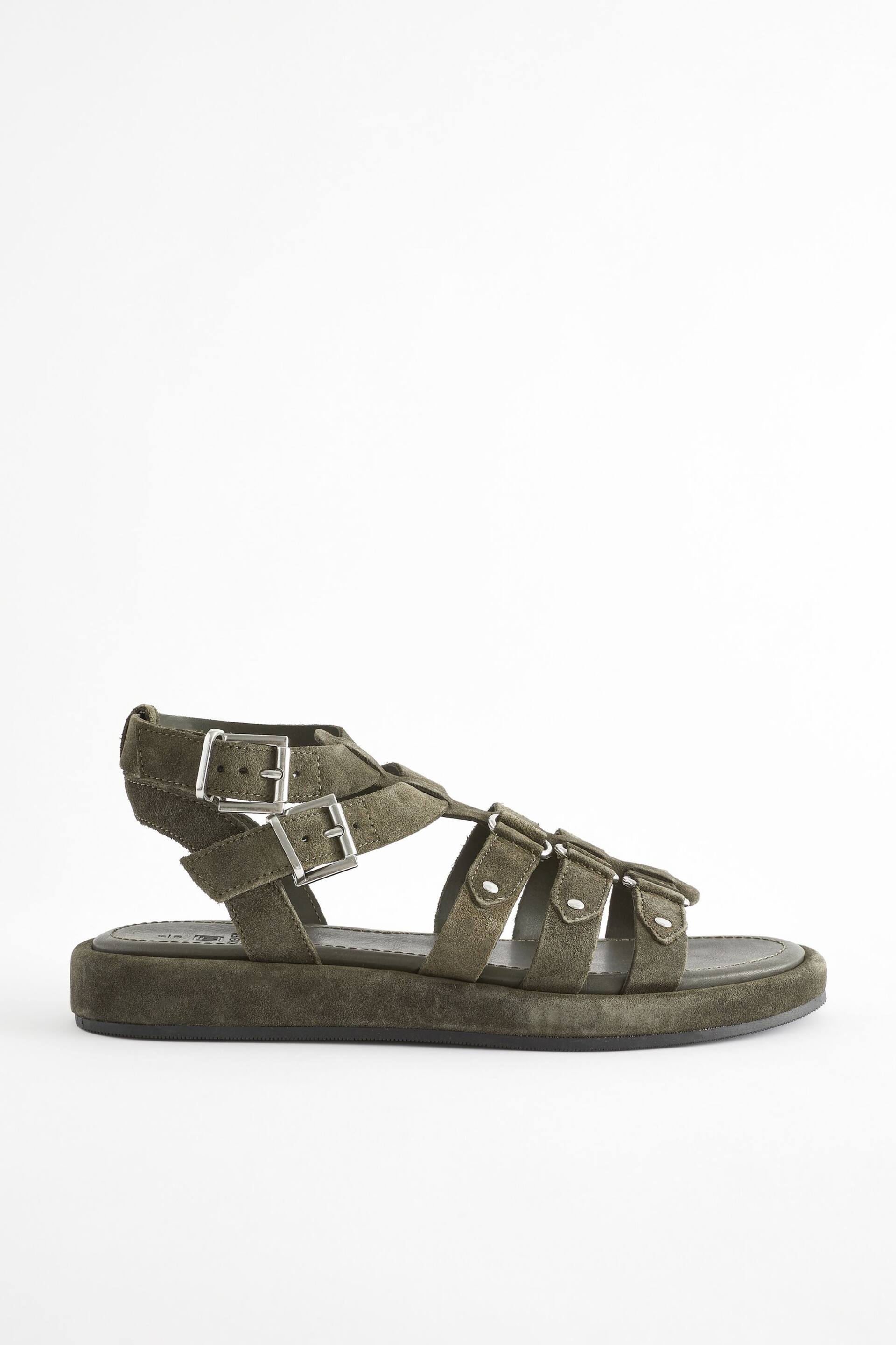 Khaki Green Regular/Wide Fit Forever Comfort® Leather Gladiator Sandals - Image 4 of 8