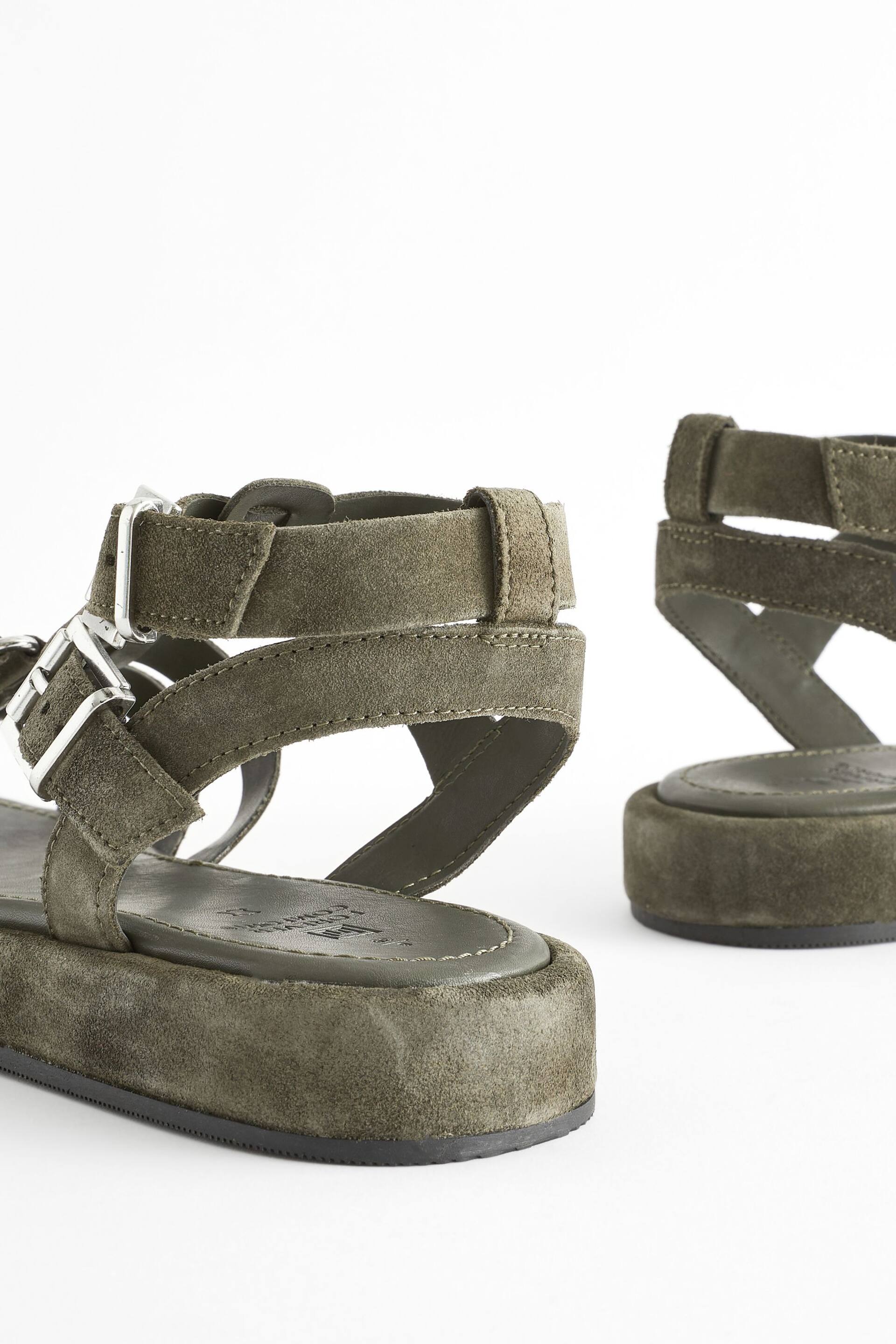 Khaki Green Regular/Wide Fit Forever Comfort® Leather Gladiator Sandals - Image 7 of 8