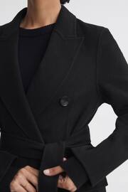 Reiss Black Arla Petite Relaxed Wool Blend Blindseam Belted Coat - Image 4 of 6