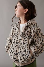 Mint Velvet Animal Print Faux Fur Jacket - Image 1 of 7