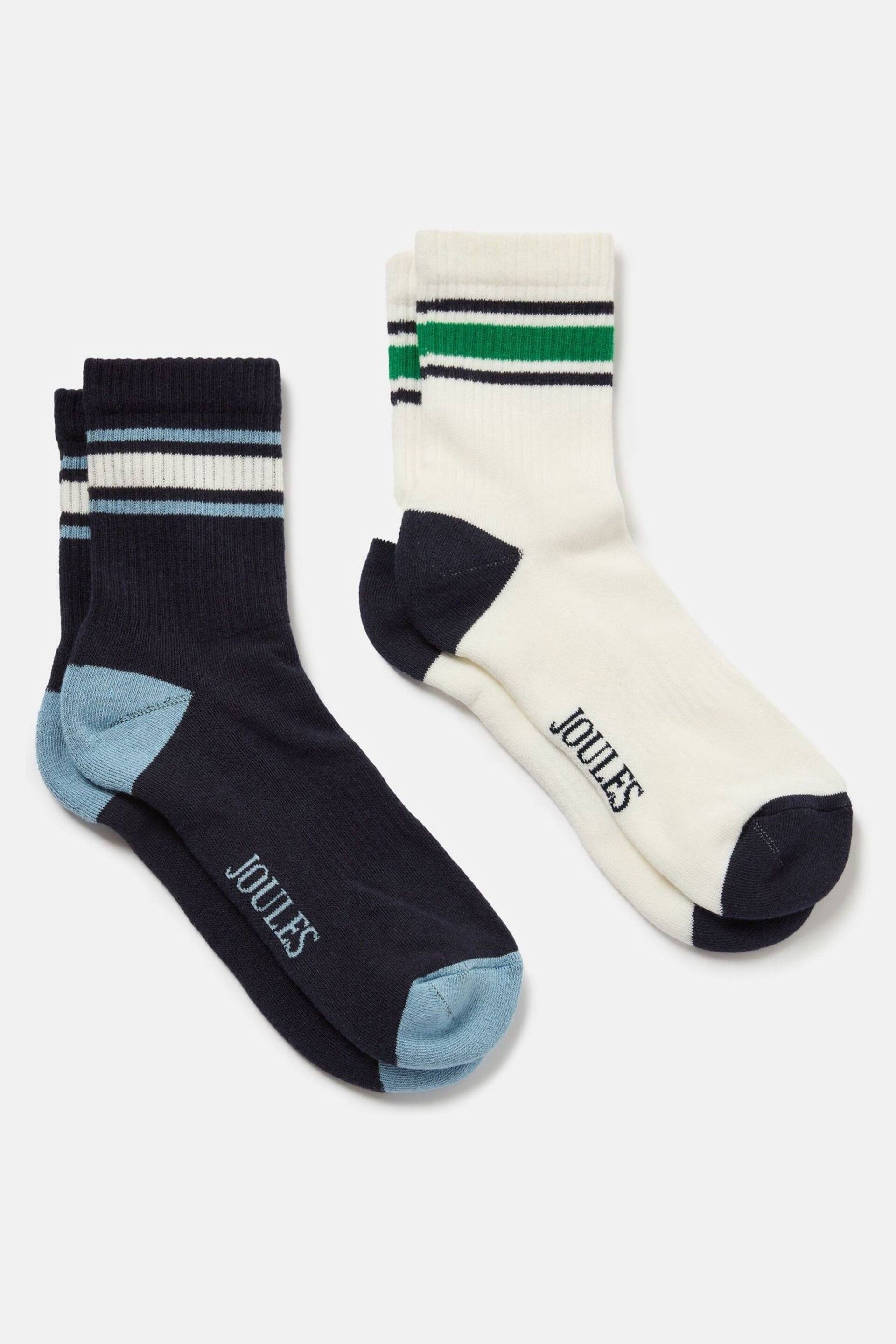 Joules Volley White/Blue Tennis Socks 2PK - Image 1 of 5