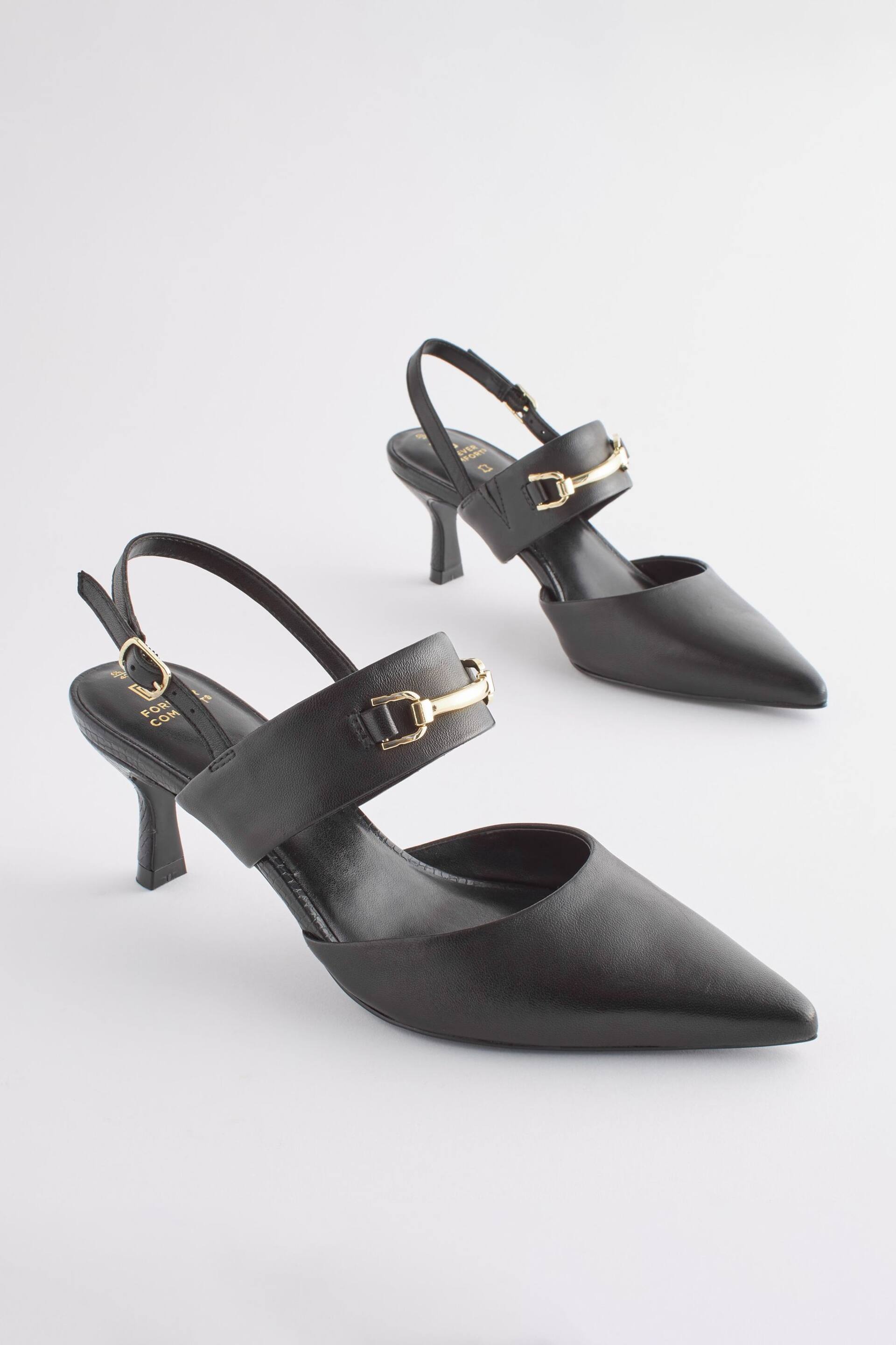 Black Forever Comfort® Leather Snaffle Heels - Image 4 of 7