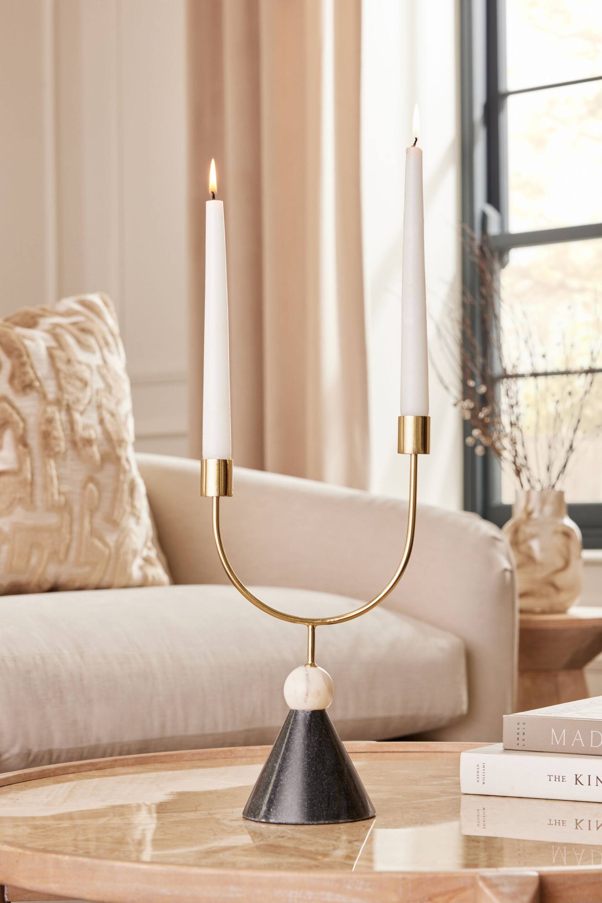 Gold Marble And Metal Taper Candle Holder - Image 1 of 3