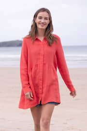 Celtic & Co. Red Linen Gathered Waist Tunic - Image 1 of 2