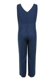 Celtic & Co. Blue Linen V Neck Sleeveless Jumpsuit - Image 6 of 8