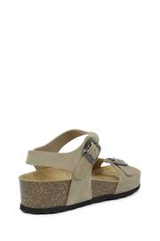 Celtic & Co. Brown Low Wedge Double Buckle Sandals - Image 3 of 6