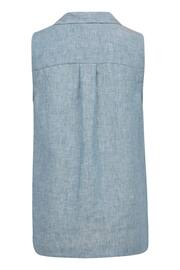 Celtic & Co. Blue Linen Sleeveless Blouse - Image 3 of 7