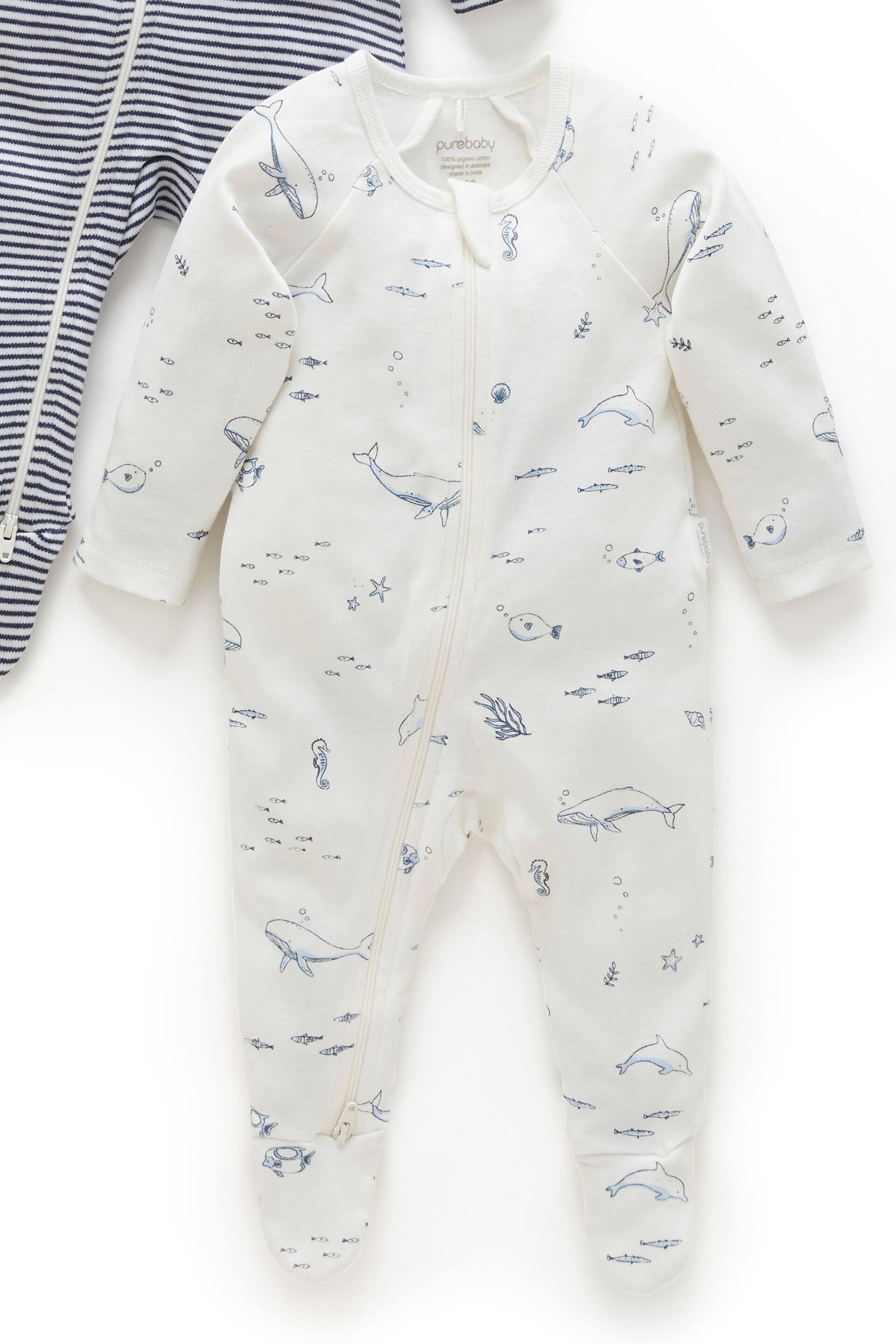 Purebaby Wattle Bee Zip Baby Sleepsuit  2 Pack - Image 5 of 9