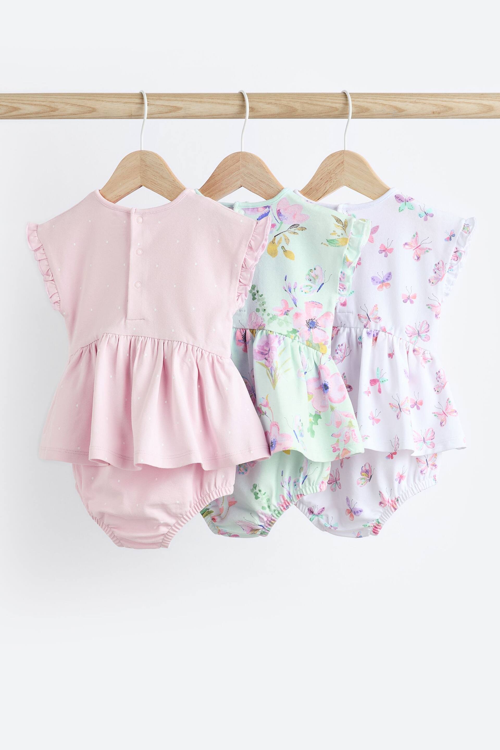 Pink Fairy Baby Skirted Romper 3 Pack - Image 2 of 7