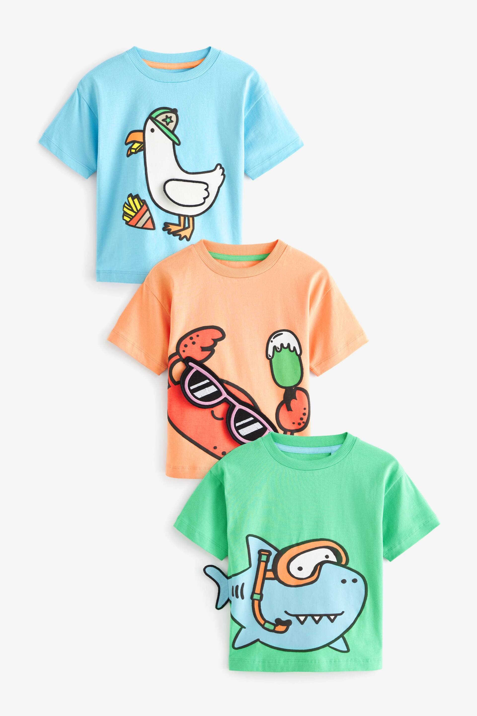 Blue/Green Short Sleeve Character T-Shirts 3 Pack (3mths-7yrs) - Image 1 of 6