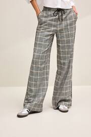 Grey Check Linen Blend Side Stripe Track Trousers - Image 2 of 6