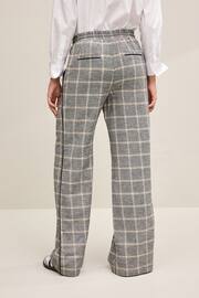 Grey Check Linen Blend Side Stripe Track Trousers - Image 3 of 6