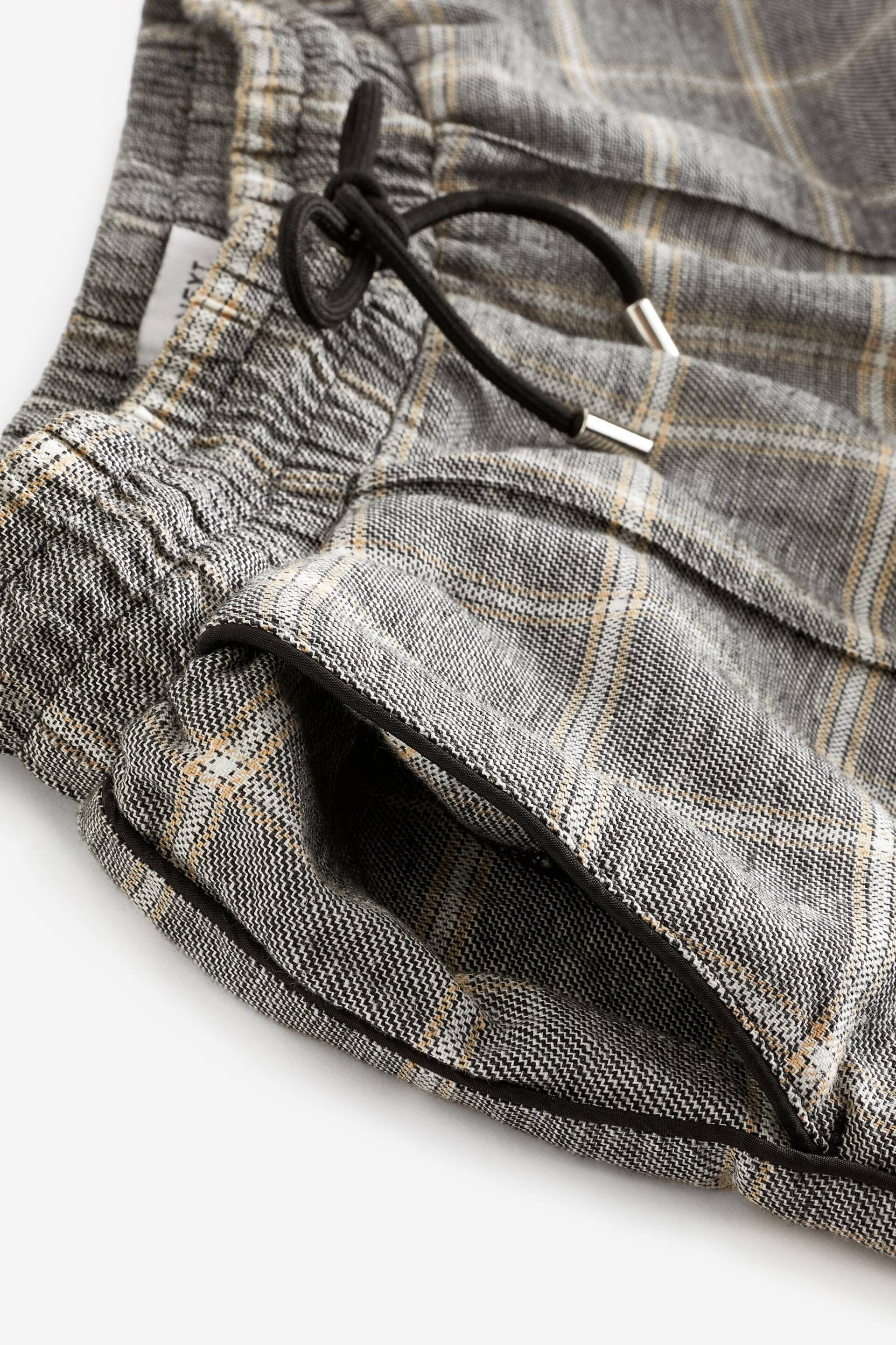 Grey Check Linen Blend Side Stripe Track Trousers - Image 6 of 6