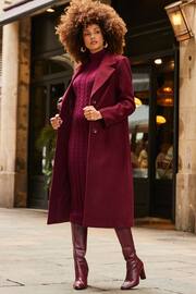 Sosandar Red Premium Longline Wool Mix Coat - Image 1 of 5